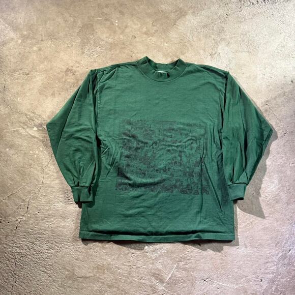 Vintage VTG 90’s Forest Green Union Women Single Stitch Longsleeve Shirt - Picture 2 of 8